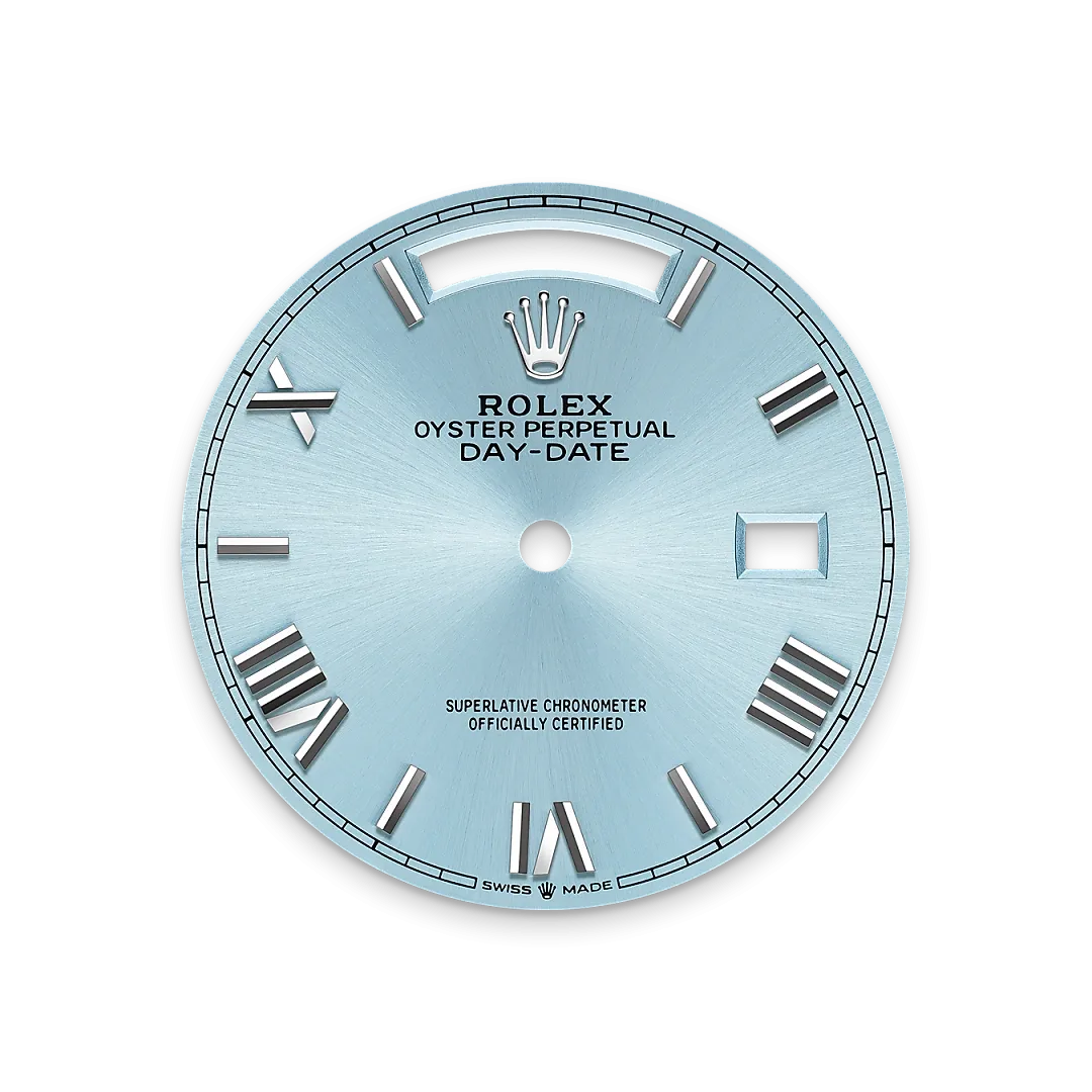 Rolex Day-Date 36 Referenz m128236-0018 Eisblaues Zifferblatt