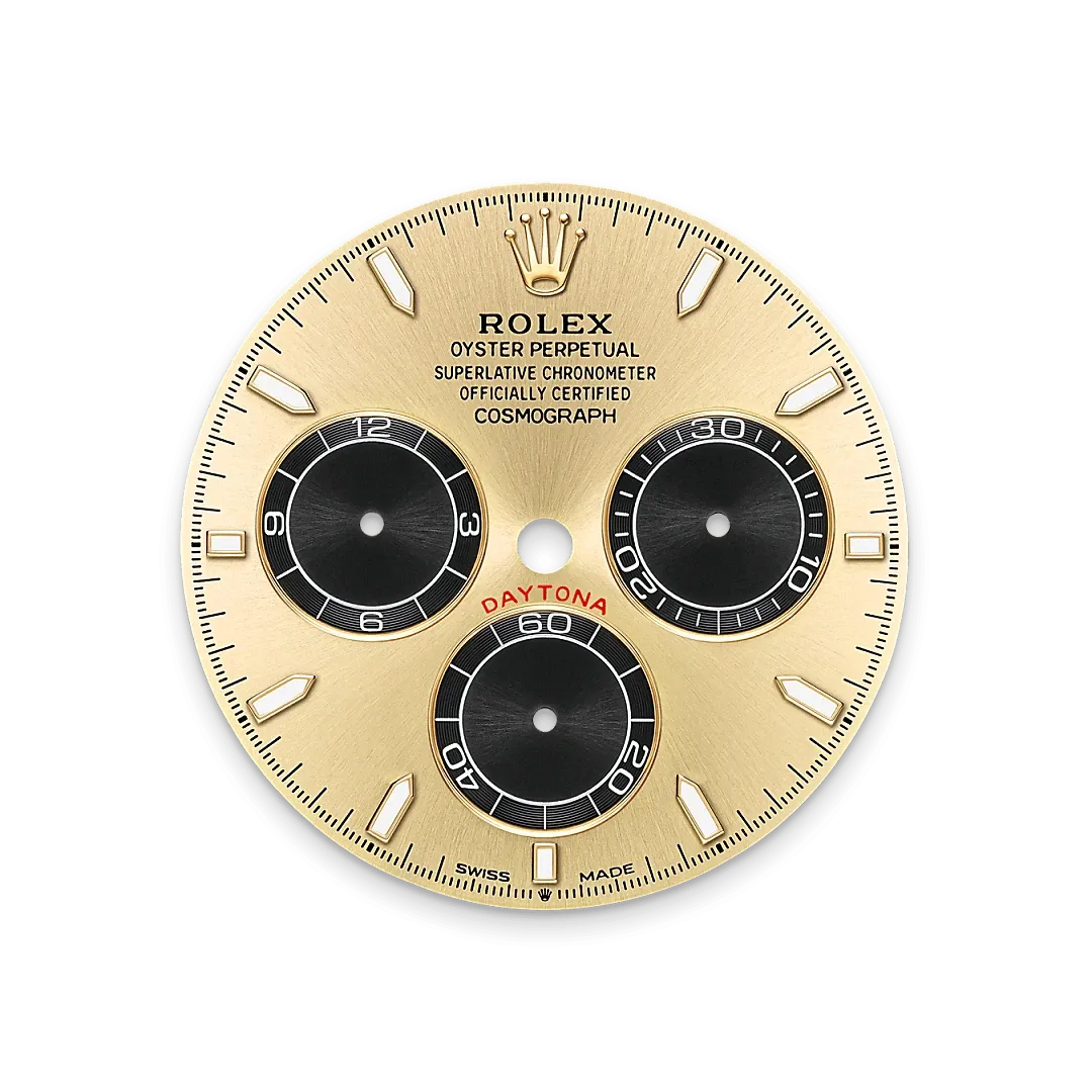 Rolex Cosmograph Daytona Referenz m126518ln-0012 Zifferblatt in Golden und strahlend Schwarz